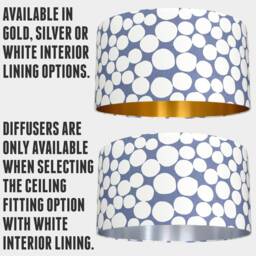 Spotty Blue & White Lampshade With Gold Silver Or Lining in 20cm To 50cm Diameter, For Ceiling Lamp Base - thumbnail 2