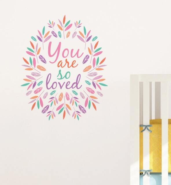 You Are So Loved Wreath Wall Sticker Decal - Quotes, Decals, Words, Inspiration, Decor, Family