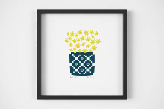 Flowers Print, Print Blodau, Welsh Gifts, Daffodils, Cenin Pedr, Daffodil, Blanced Gymreig, Blanket - image 1