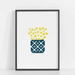 Flowers Print, Print Blodau, Welsh Gifts, Daffodils, Cenin Pedr, Daffodil, Blanced Gymreig, Blanket - thumbnail 2