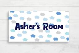 Cloud Door Sign, Kid's Personalized Plaque, Childrens Hanger, Boys Baby Gift, Nursery Decor - thumbnail 1