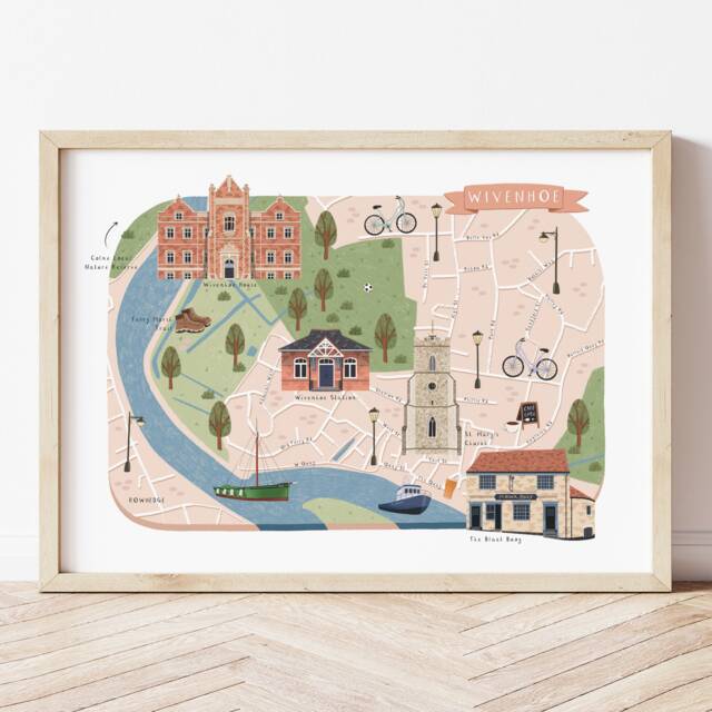 Wivenhoe Map, Illustrated Map Of Wivenhoe, Poster, Print, Art, Illustration, Colchester Gift, Essex - image 1