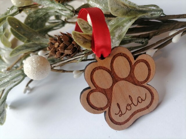 Personalised Paw Print Christmas Decoration, Pet Bauble, Ornaments - image 1