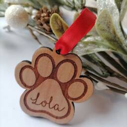 Personalised Paw Print Christmas Decoration, Pet Bauble, Ornaments - thumbnail 2