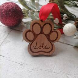 Personalised Paw Print Christmas Decoration, Pet Bauble, Ornaments - thumbnail 3