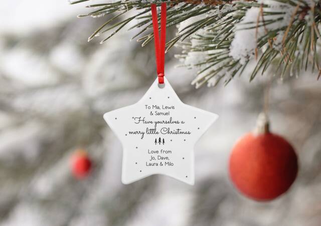 Personalised Have Yourself A Merry Little Christmas Ceramic Star Decoration Ornament - Letterbox Gift - image 1