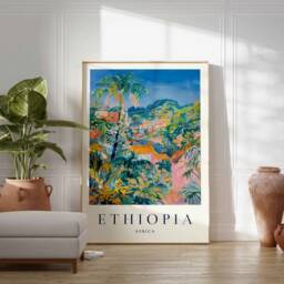 Ethiopia Travel Poster Colorful African Landscape Art Print - thumbnail 2