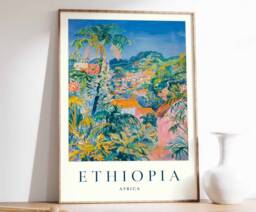 Ethiopia Travel Poster Colorful African Landscape Art Print - thumbnail 1