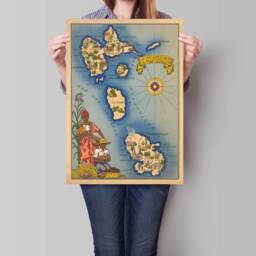 Vintage Map Of Guadeloupe & Martinique Caribbean Islands Wall Art - thumbnail 3
