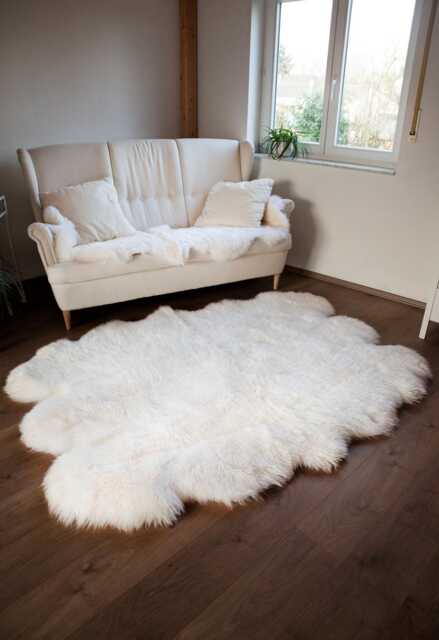 Naturasan Sheepskin Lambskin Rug, Sexto Skin - Made From Six Pelts, Silky Long Hair, Very Special & Rare, Sexto, Natural White - image 1