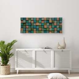 Handmade Reclaimed Wood Wall Art - Green Turquoise Mosaic - thumbnail 3