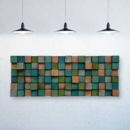 Handmade Reclaimed Wood Wall Art - Green Turquoise Mosaic - thumbnail 4