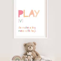 Play Definition Print, Playroom Prints, Nursery Wall Art, Colourful Pastel Girls Art - thumbnail 2