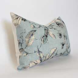 Discontinued ~ Blue Floral Lumbar Pillow, Designer Light Cushion Cover, Dusty Gray Throw Pillow -- Brooklyn - thumbnail 2