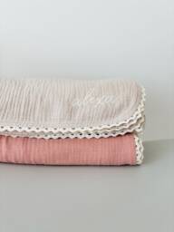 Personalised Organic Cotton Baby Blanket - Embroidered Name Muslin Wrap Newborn Gift With Name - thumbnail 1