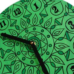 Vibrant Green Geometric Clock - Bohemian Home Decor Psychedelic Hand Painted Wall Made From Recycled Vinyl Record - thumbnail 3