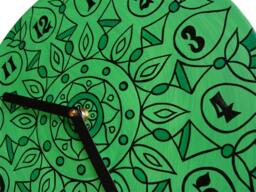 Vibrant Green Geometric Clock - Bohemian Home Decor Psychedelic Hand Painted Wall Made From Recycled Vinyl Record