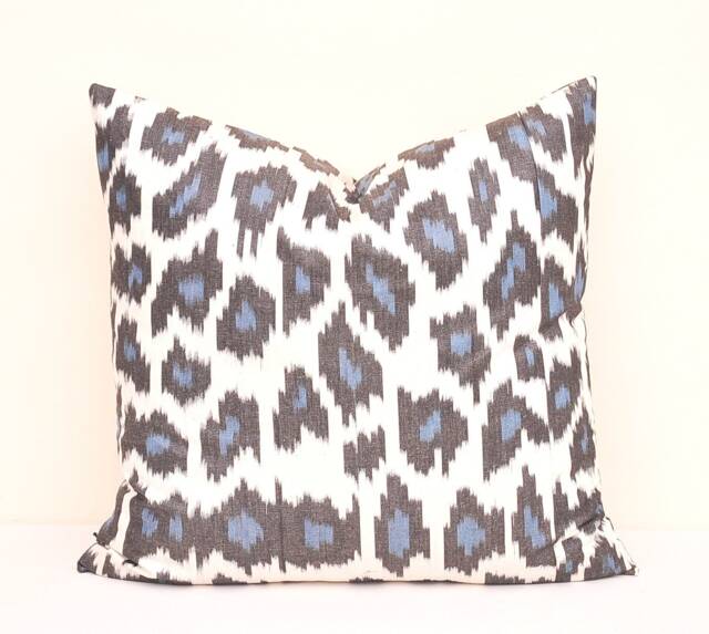 Handmade Black & White Ikat Pillow Cover, 20x20 Cotton Cushion - image 1