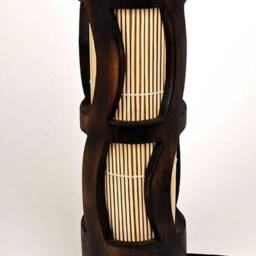 Mid Century Bamboo Table Lamp Rustic Wooden Bedside Light - thumbnail 3