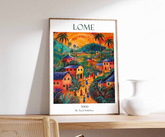 Lom?? Poster, Togo Beach Travel History Ancient Ruins West African Print, Art - image 1