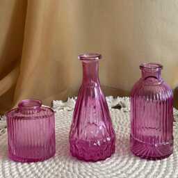 Bright Pink Glass Bud Vases - Vintage-Inspired Mini Bottles in Playful Shapes - thumbnail 3