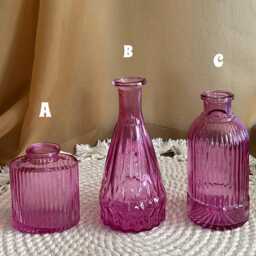 Bright Pink Glass Bud Vases - Vintage-Inspired Mini Bottles in Playful Shapes - thumbnail 2