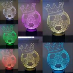 Soccer Ball With Crown 3D Illusion Smart App Control Night Light Bluetooth, Music, 7&16M Color Mobile App, Made in UK - thumbnail 3