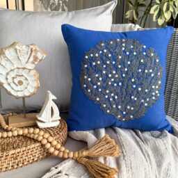 "Beaded Mother Of Pearl Sea Creature Pattern Cotton Linen Pillow Sham 24""x24""/26""x26" - thumbnail 3