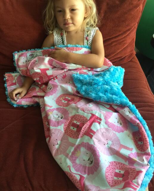 "Adorable Pink Lions Turquoise Minky Baby Blanket ""Riley's Roar" - image 1