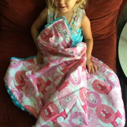 "Adorable Pink Lions Turquoise Minky Baby Blanket ""Riley's Roar" - thumbnail 2