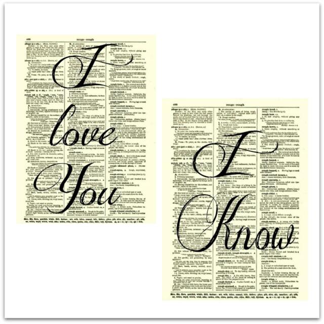 I Love You, Know Quote Art Printed On 125+ Year Old Antique Dictionary Pages, Bedroom Wall Decor, First Paper Anniversary Gift - image 1