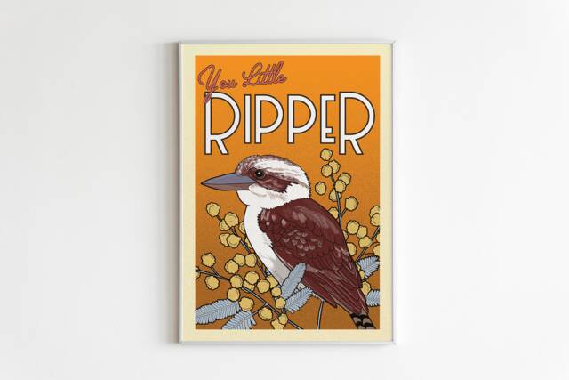 Australian Kookaburra Poster - Vintage Inspired Australiana Bird Art - image 1