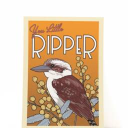 Australian Kookaburra Poster - Vintage Inspired Australiana Bird Art - thumbnail 2