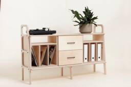 Handmade Wooden Sideboard, Mid-Century Modern Credenza Media Console, Record Player Stand, Tv Stand - thumbnail 1