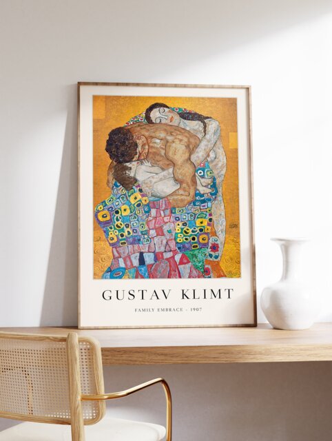 Gustav Klimt Wall Art, Family Embrace, Art Poster, Love Couples Print, Nouveau Decor, Gift, A1/A2/A3/A4 - image 1