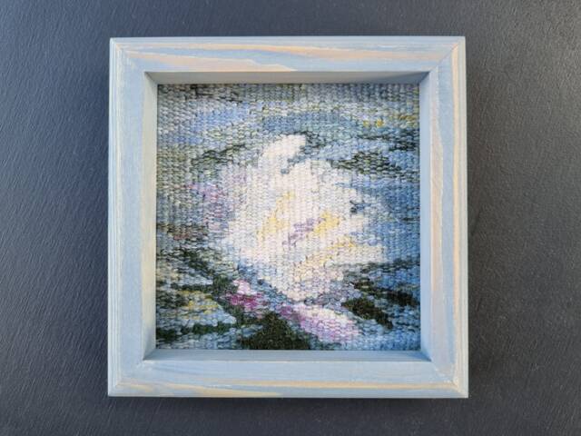 Water Lilies Tapestry Small Framed Handwoven Art - image 1