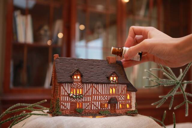 Handmade Ceramic Aroma Tealight Holder - Miniature Historic House in Lisieux, France - image 1