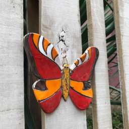 Hand Painted Ceramic Butterfly Wall Decor, Garden Art - thumbnail 2