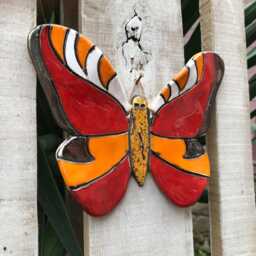 Hand Painted Ceramic Butterfly Wall Decor, Garden Art - thumbnail 4