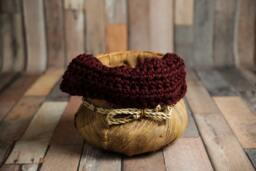 Chunky Burgundy Red Baby Blanket Newborn Photography Prop - thumbnail 1