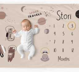 Milestone Blanket Baby Name Gift, Monthly Photo Shower Personalised Month Blanket, Custom