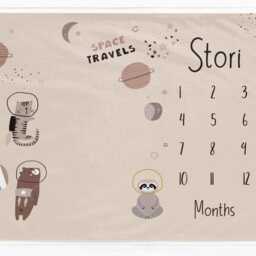 Milestone Blanket Baby Name Gift, Monthly Photo Shower Personalised Month Blanket, Custom - thumbnail 3
