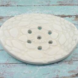 Handmade Ceramic Soap Dish With Drainage, White Oval Heart Holes, Holder, Clay Dish, Pottery - thumbnail 4