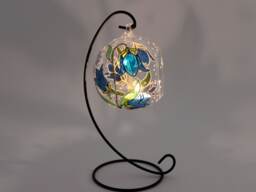 Hand Painted Bluebell Candle Holder Glass Suncatcher Lantern With Metal Stand - thumbnail 1