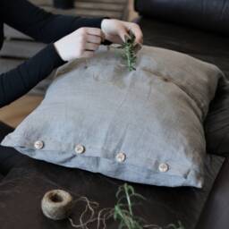 Set 2 Linen Pillow Covers. Standard, Large Shams With Buttons. Buttoned Case. Natural Bed Pillows - thumbnail 2