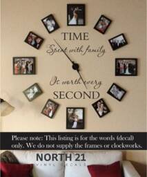 Family Wall Decal, Time Spent With Decor, Picture Frame Farmhouse Photos - thumbnail 1