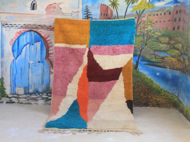 Moroccan Rug, Custom Fabulous Boujad Authentic, Azilal Abstract Multicolored Carpet - image 1