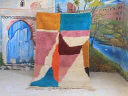 Moroccan Rug, Custom Fabulous Boujad Authentic, Azilal Abstract Multicolored Carpet - thumbnail 1