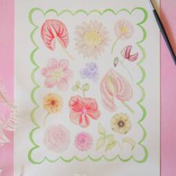 Tropical Flower Print, Wildflowers, Boho Floral Hand Painted Art Artwork, Whimsical - thumbnail 2