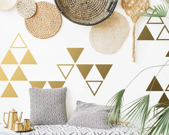 Large Triangle Wall Decals - Geometric Vinyl Decals, Gold Decal, Tribal Unique Modern Decor For Gifts & More - image 1